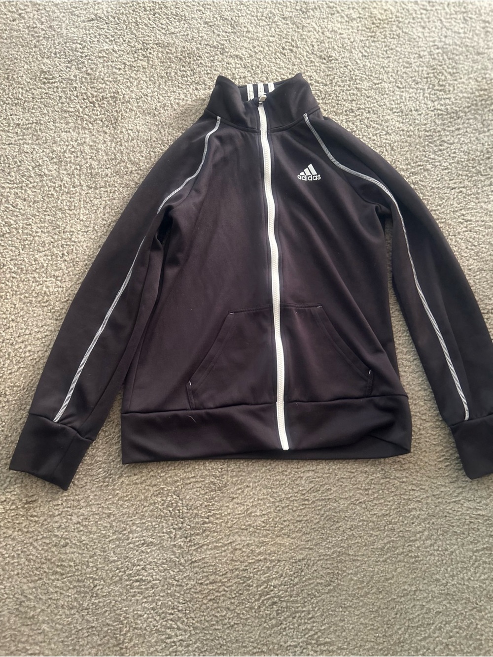 Adidas Kids Black Track Jacket with White Trim